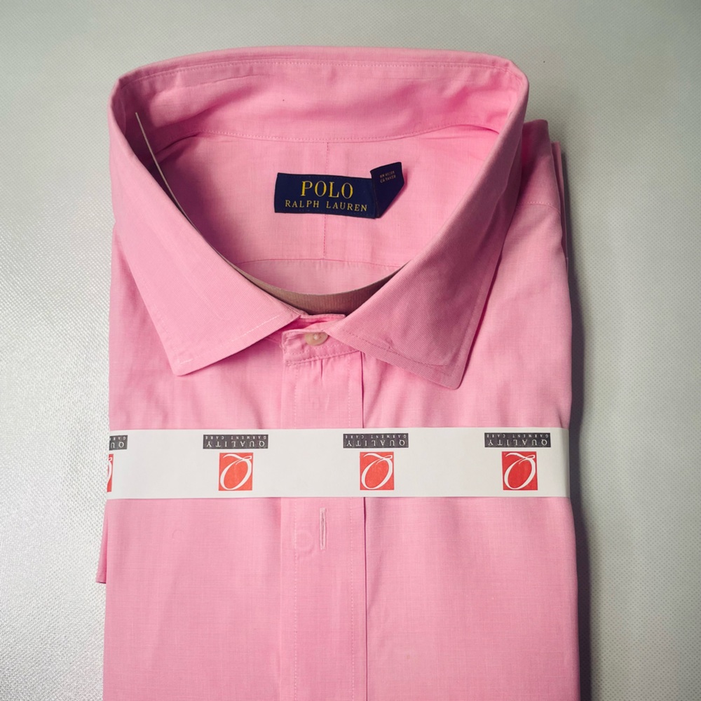 Polo by Ralph Lauren Men's Classic Pink Dress Shirt Spread Collar